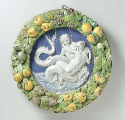 Triton een nimf met zich meevoerend, tondo