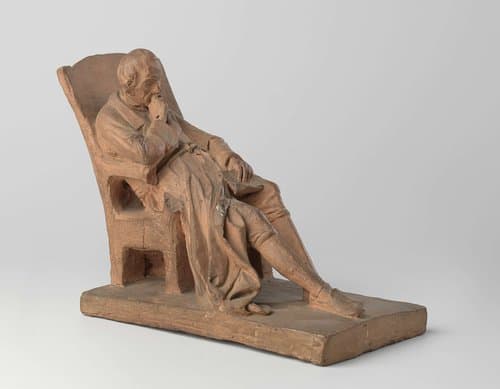 Peinzende man in een leunstoel