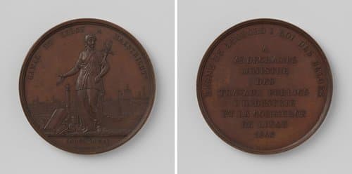 Opening van het Kanaal van Luik naar Maastricht, ter ere van Leopold I, koning der Belgen en Adolphe Dechamps, minister van Openbare Werken