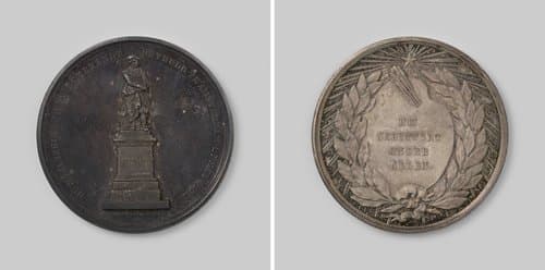 Onthulling van een standbeeld voor Rembrandt van Rijn te Amsterdam, in aanwezigheid van Willem III, koning der Nederlanden