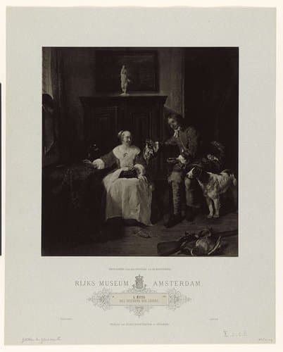 G. Metsu. Das Geschenk des Jägers.