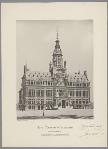 Hotel communal de Schaerbeek. Province de Brabant. Façade principale, Place Colignon