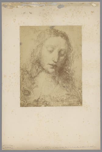 Fotoreproductie van de tekening Hoofd van Jezus (voorstudie voor het fresco Het laatste Avondmaal) door Leonardo da Vinci