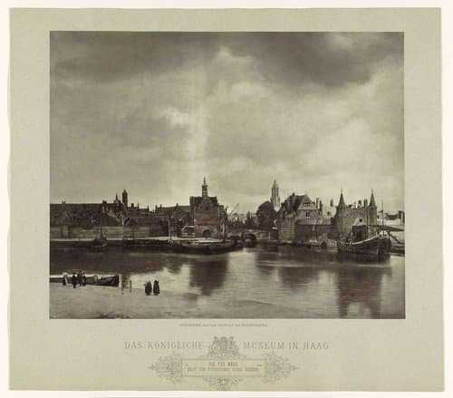 Fotoreproductie van schilderij Gezicht op Delft door Johannes Vermeer