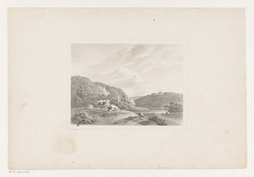 Heuvellandschap met vee en een ruïne