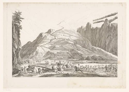 Berglandschap met reizende cavalerie