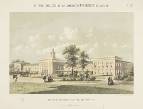 Gezigt op de voorzijde van het gesticht