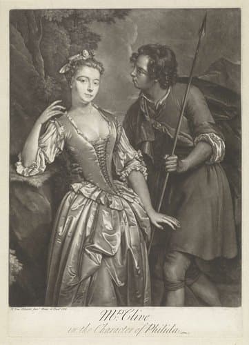 Actrice Catherine Clive in rol van Phillida