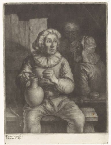 Man met een pijp en een kruik