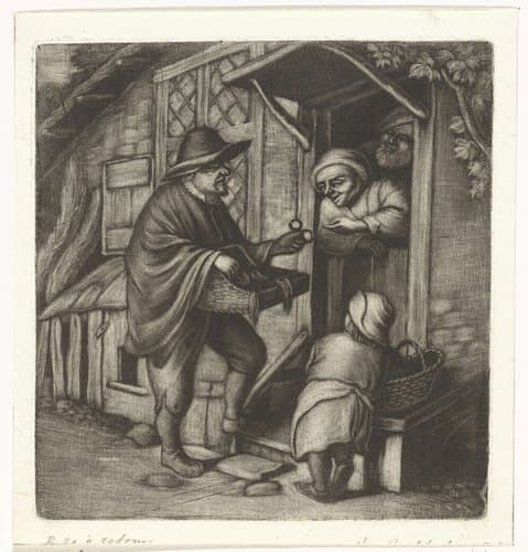 Brillenverkoper en een oude vrouw