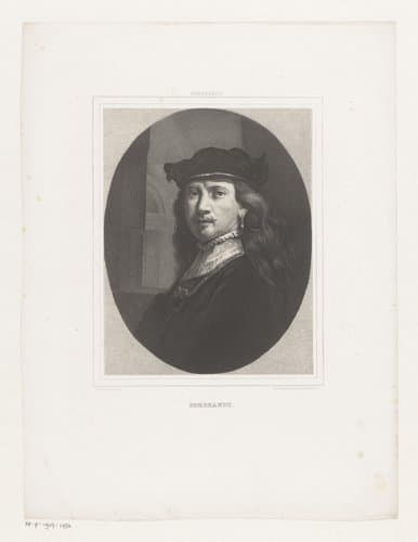 Zelfportret Rembrandt met een architectonische achtergrond
