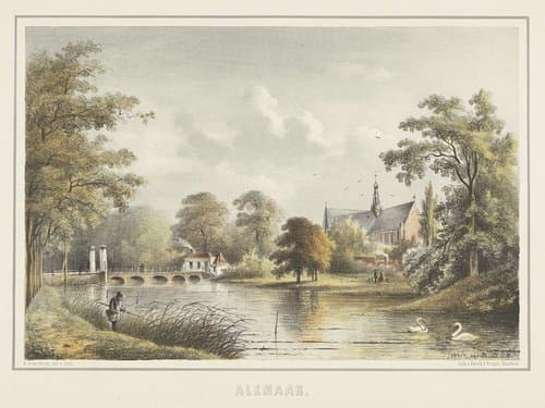 Gezicht op Alkmaar met de Grote Kerk