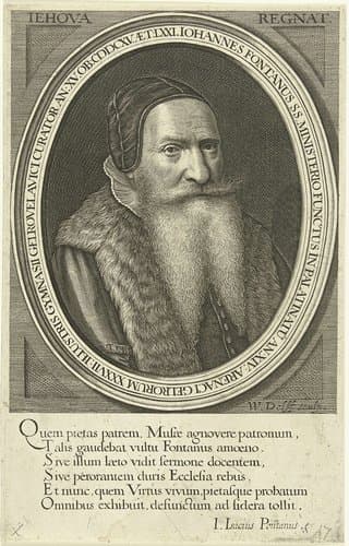 Portret van theoloog Johannes Fontanus op 71-jarige leeftijd