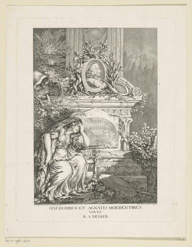 Allegorie rond het grafmonument van Albrecht von Haller