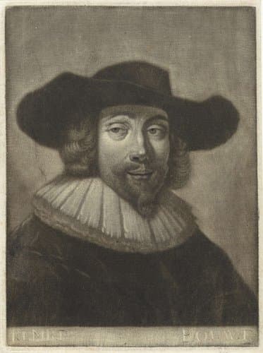 Portret van een man met een hoed en kraag