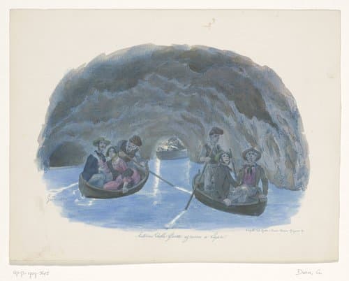 Figuren op roeiboten in de Blauwe Grot op Capri