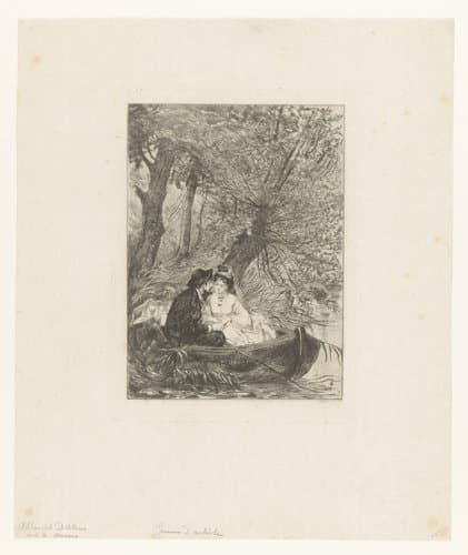 Twee geliefden in een schuit