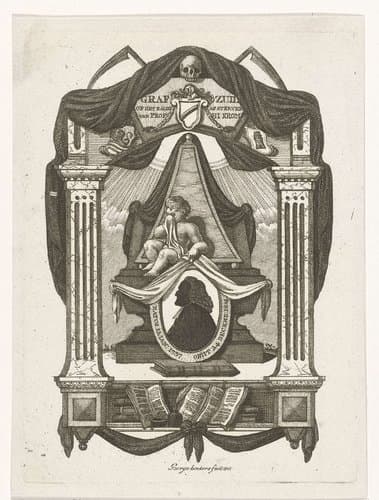 Allegorische compositie op de dood van predikant Hermanus Johannes Krom