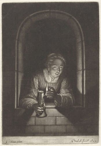 Vrouw met een olielamp