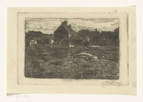 Dorpsgezicht bij avond