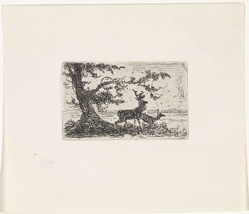 Twee herten onder een boom