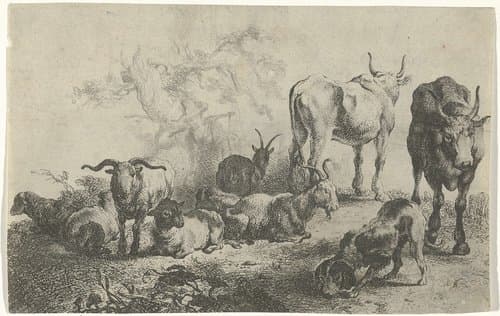 Landschap met vee en een melkmeid