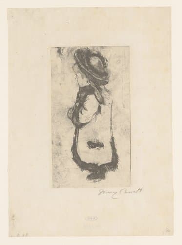 Mlle. Luquet in a coat and hat