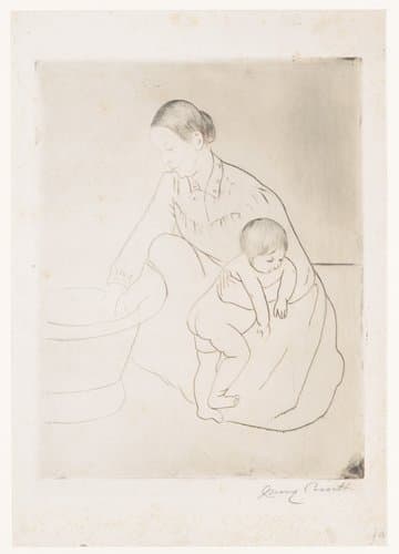 Moeder en kind bij badkuip