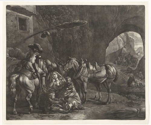 Ruiter bij een herberg