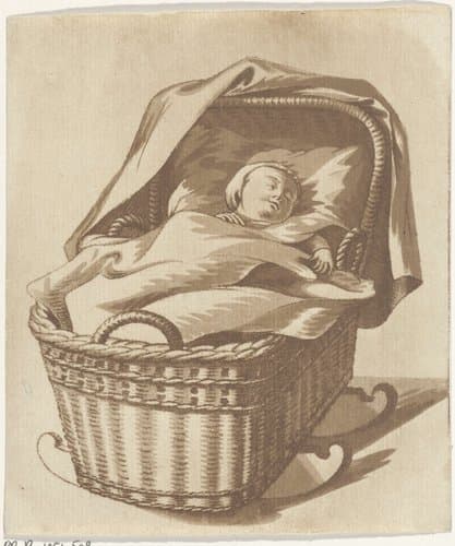 Slapende baby in een wieg