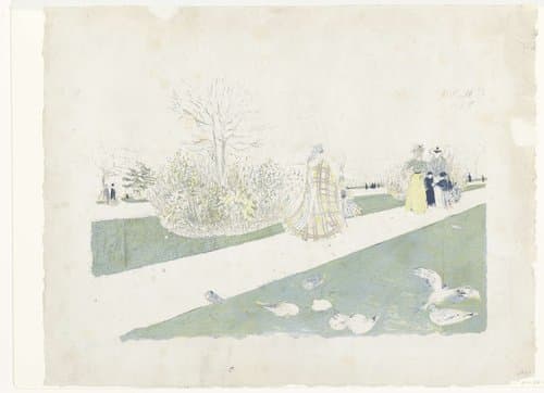 Wandelaars in het park de Tuilerieën in Parijs