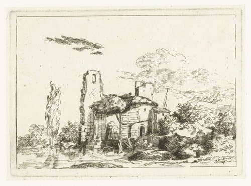 Sluis met een rieten dak