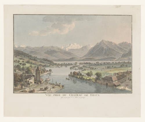 Gezicht op de Thunersee vanaf het kasteel van Thun