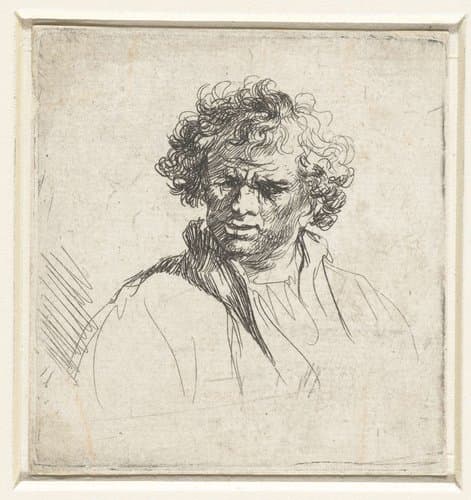 Buste van man met vertrokken gezicht