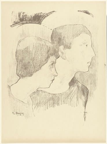 Twee hoofden van martelaren of jongens met nimbus