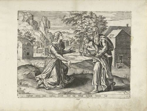 Elia draagt het weer tot leven gewekte kind terug naar de weduwe van Sarefat