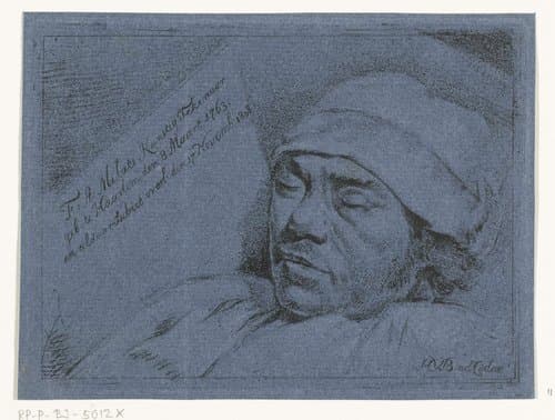 Portret van de schilder Franciscus Andreas Milatz op zijn doodsbed