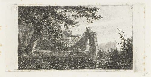 Landschap met poortgebouw