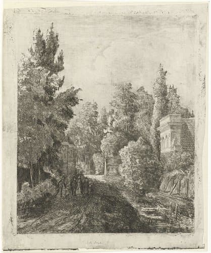 Dorpsstraat met een wandelend gezelschap