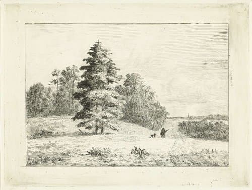 Landschap met een jager met hond