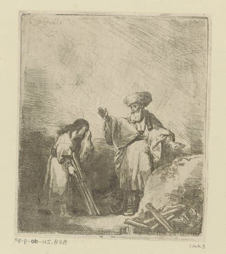 Abraham spreekt tot Isaak voorafgaand aan het offer