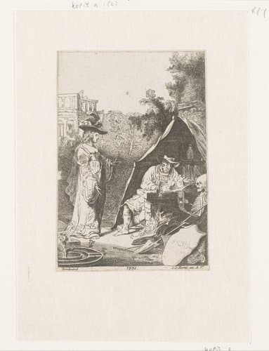 Jonge vrouw en oude man met De Dood