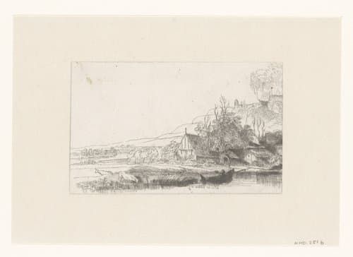 Landscape with a cow drinking