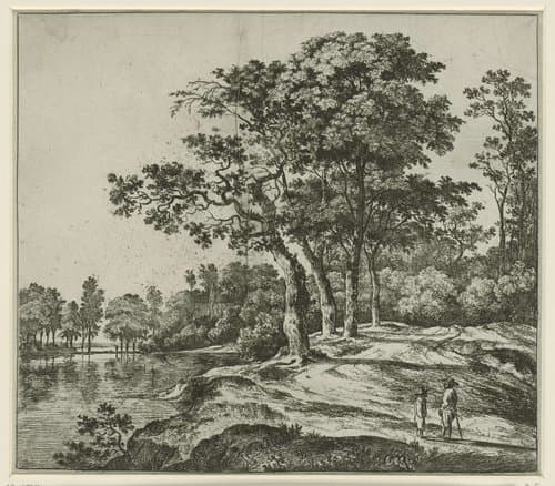 Landschap met een groep van vier bomen