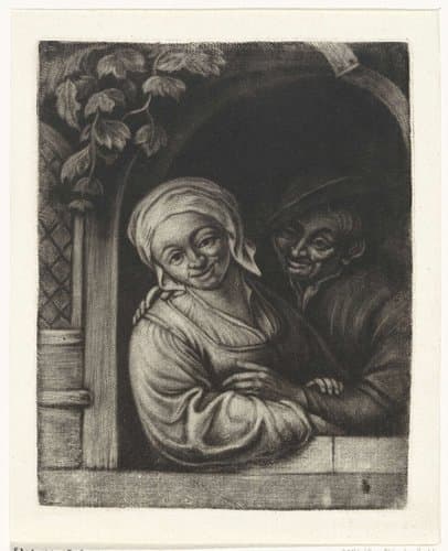 Paar in een vensteropening