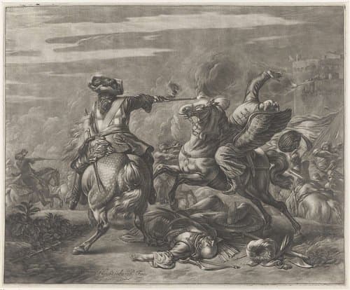 Ruitergevecht bij een burcht