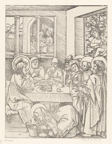 Christus bij Simon de Farizeeër en Maria Magdalena zalft de voeten van Christus