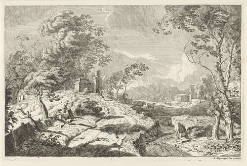 Heuvelachtig landschap in de storm