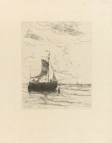 Vissersboot voor de kust