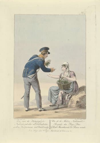 Soldaat en een koopvrouw met knolradijs, 1816